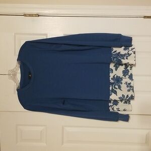 J Jason Wu mixed media sweatshirt, peplum bottom layer, size M